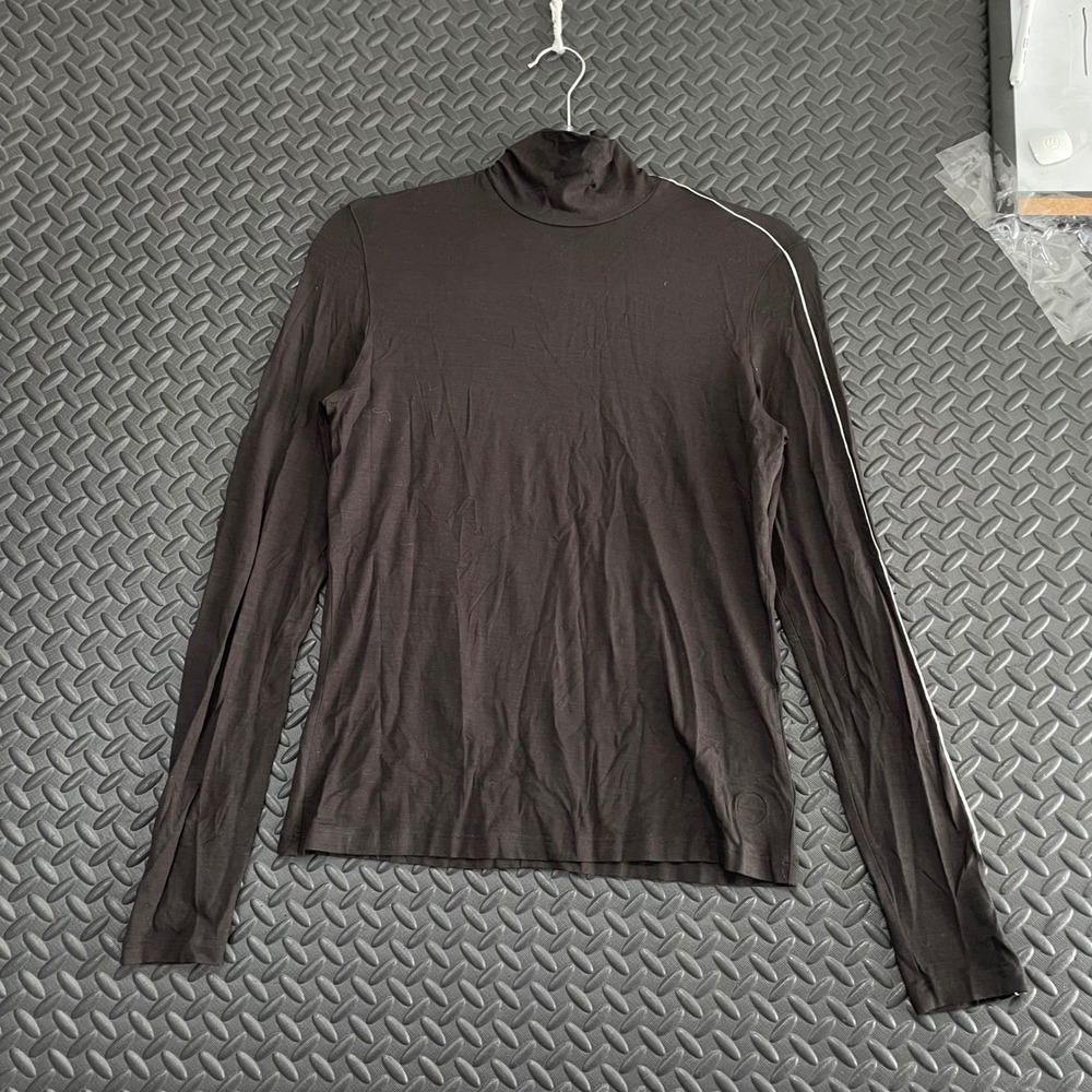 AKRIS PUNTO Top Womens Sz 10 Black Turtleneck Long-Sleeve Modal-Stretch Top $375